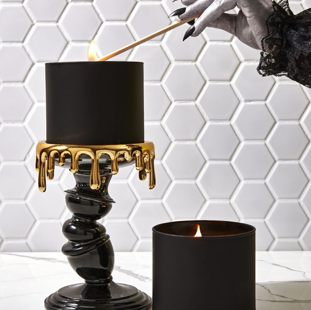 2 Tilted Pedestal drip candle holder Bath&Body